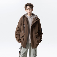 冬季外套加绒加厚潮牌夹克连帽宽松保暖派克服A436-D209-P80，男装夹克，电商A436