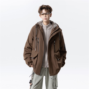 冬季外套加绒加厚潮牌夹克连帽宽松保暖派克服 A436-D209-P80图片