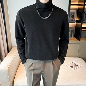 德绒高领打底衫男秋冬季修身长袖t恤休闲高级感内搭纯色上衣 T02图片