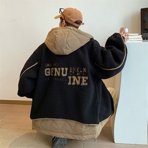 羊羔毛棉衣重磅韩版连帽美式宽松棉服加厚宽松冬装外套-8608-P150图片