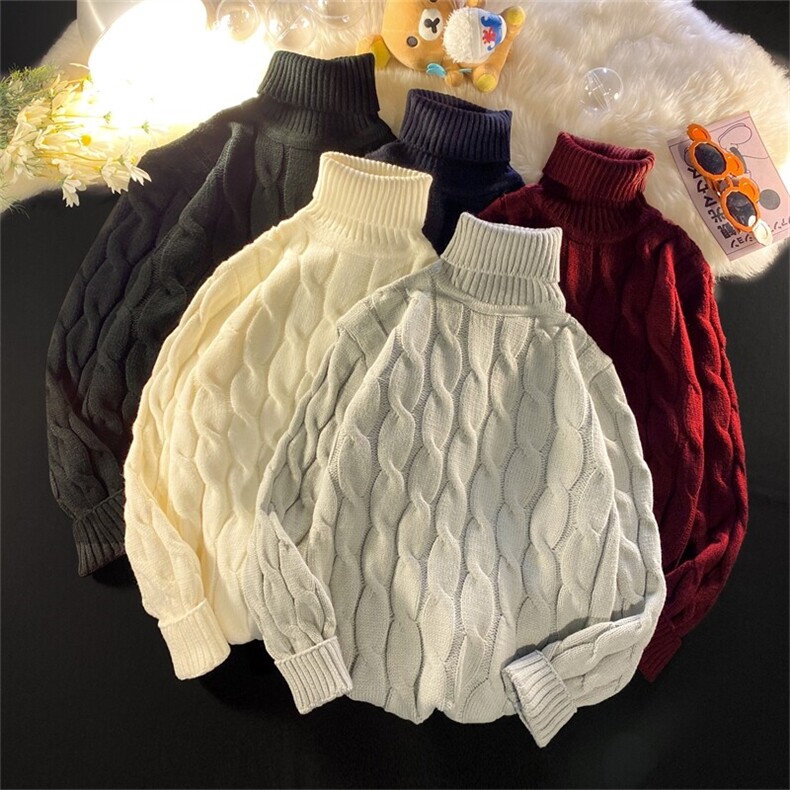 9624-特P45高领男士毛衣加厚潮流线衣时尚纯色麻花打底针织衫男,男装针织衫/毛衣,电商D310B