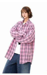 美式长袖衬衫男女夏季宽松多巴胺情侣防晒衬衣百搭休闲外套931P50图片
