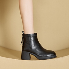 X4684-165厚底瘦瘦靴韩版后拉链马丁靴女时尚休闲女鞋，女鞋长靴，星座1407-3