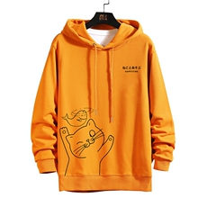 WY2133-P40加绒P45纯棉连帽卫衣男大码运动帽衫宽松薄外套，男装卫衣，电商A040A