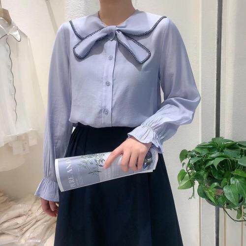 韩版蝴蝶结领衬衣，女装，麦筱萌