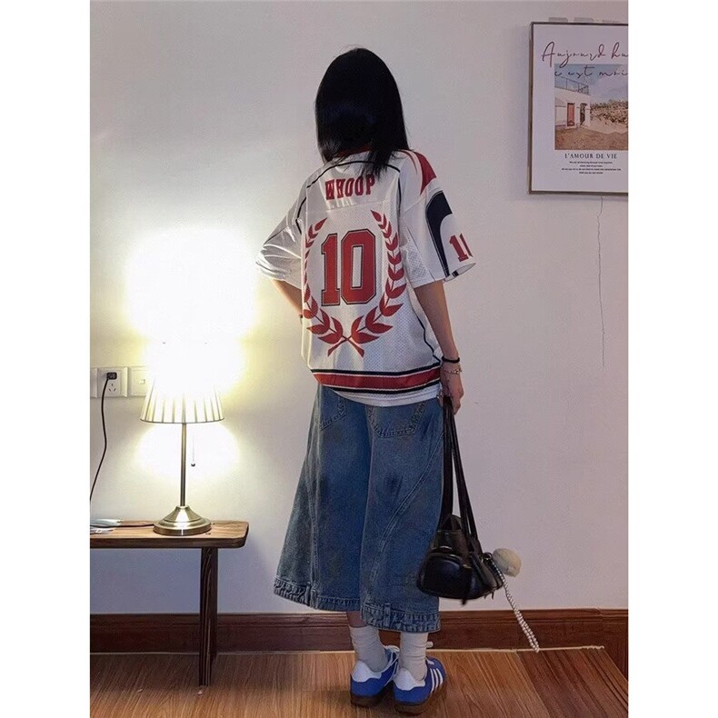网图现货美式V领10号印花拼接网眼短袖球衣男女T0171/P35,男装T恤,星座205-3