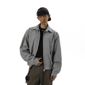 早秋新款短款双拉链格子夹克JK910-P75控128图片