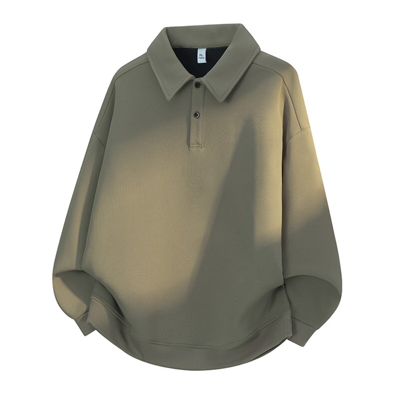 春季复古简约纯色长袖POLO衫男士潮牌宽松休闲百搭卫衣9170P40，男装Polo衫，星座311B-1