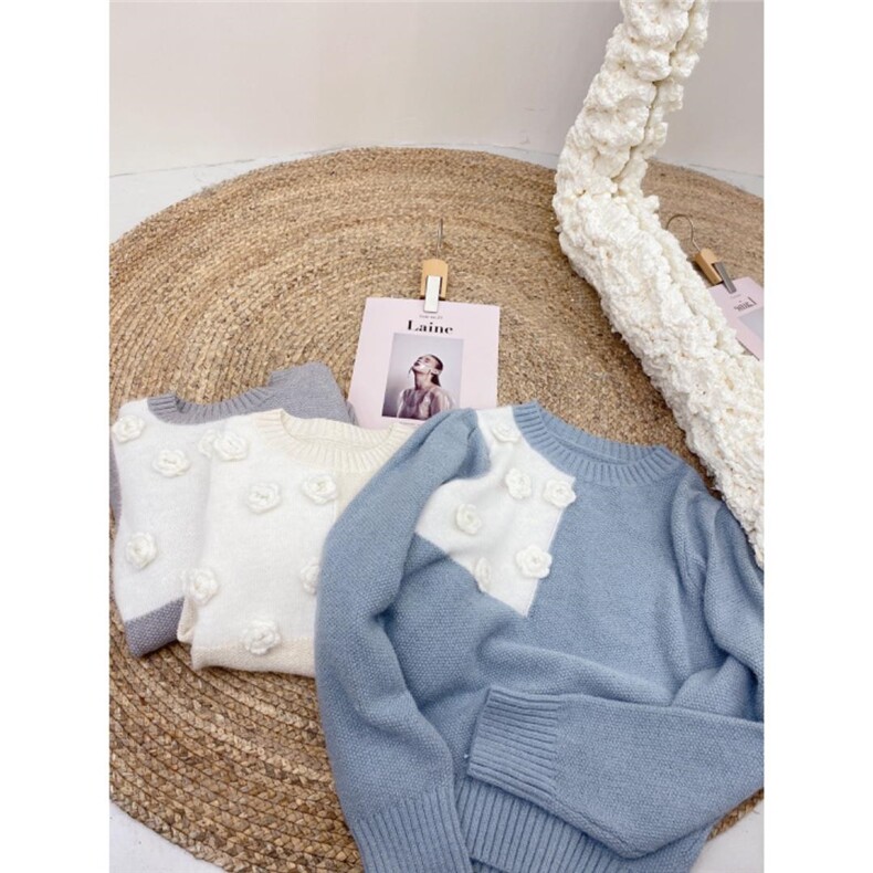 高级感拼水貂毛衣，女装针织衫/毛衣，CHERRY·印