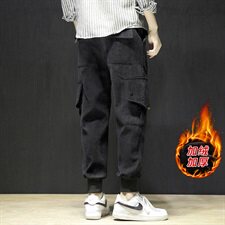 加绒秋冬日系黑墙大码工装灯芯绒加厚宽松休闲裤，男装休闲裤，电商A009A（原A058A）