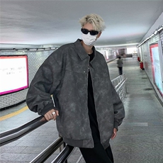 皮衣夹克男韩版潮流高街帅复古2025春季新款ins宽松外套W5748-P77，男装夹克，星座412-2