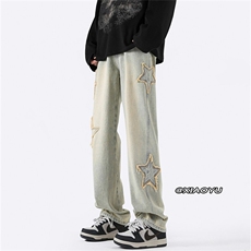 XZ616春季新款黄泥色星星牛仔裤TY517P55控68，男装牛仔裤，星座512A（原616）