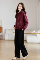 长期有大货卫衣开衫外套女2026春秋宽松拉链安可拉红连帽气质上衣，女装套装/套裙，璐依舞