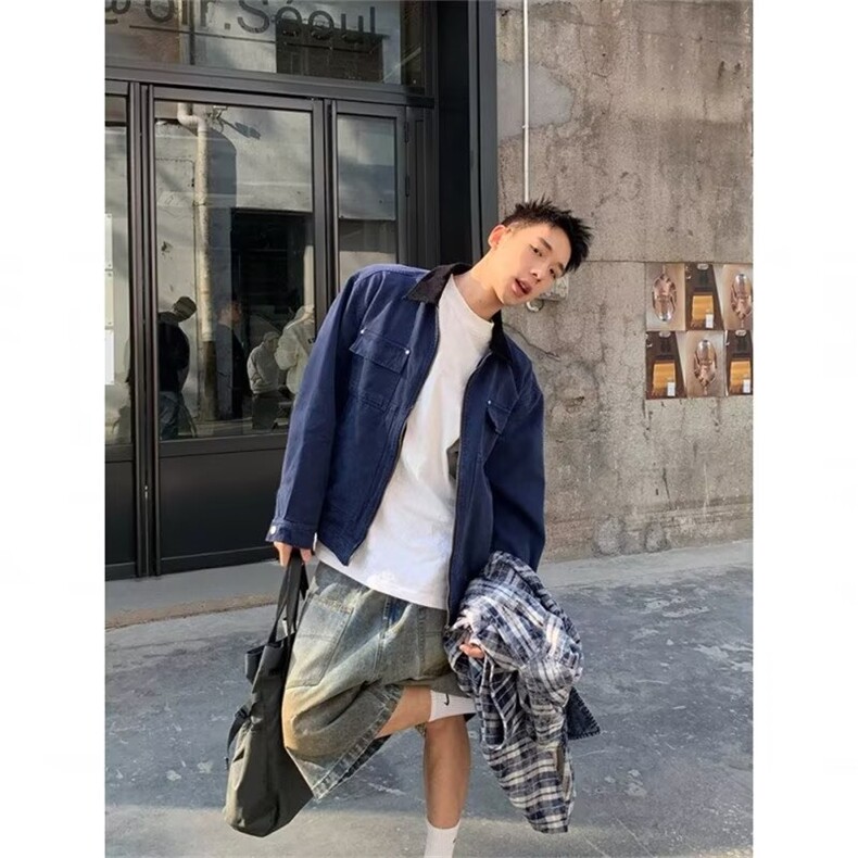 美式复古重工翻领机能飞行服夹克男女潮流情侣工装外套W6839-P76,男装夹克,星座412-3