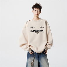 得物供货、重磅420克现货圆领卫衣宽松HD019-1-WY2778LL-P35，男装卫衣，电商019-1