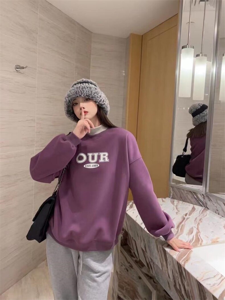 时尚休闲加绒高领卫衣，女装卫衣/绒衫，泽妤