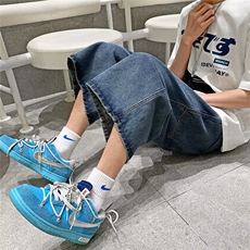 夏季青少年阔腿牛仔裤港风薄款潮流高街百搭宽松潮牌七分裤N863，男装牛仔裤，星座1116A-1（原606A）