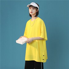 T3053/P25短袖中性风潮宽松开衩体恤打底衫夏季半袖T恤男简约上衣，女装T恤，电商A141