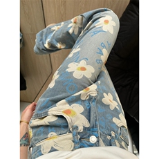 【网图有货】美式复古小雏菊牛仔裤男女款设计感裤子574CC-特P50，男装牛仔裤，星座1007（原301D）