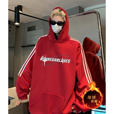 抖音得物供货提供视频秋冬重磅美式宽松织带连帽卫衣0488，男装卫衣，电商A486