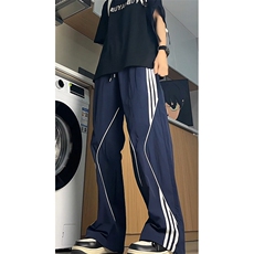 美式高街条纹裤子男夏季冰丝宽松冲锋户外工装伞兵阔腿裤KZ047P55，男装休闲裤，电商B312