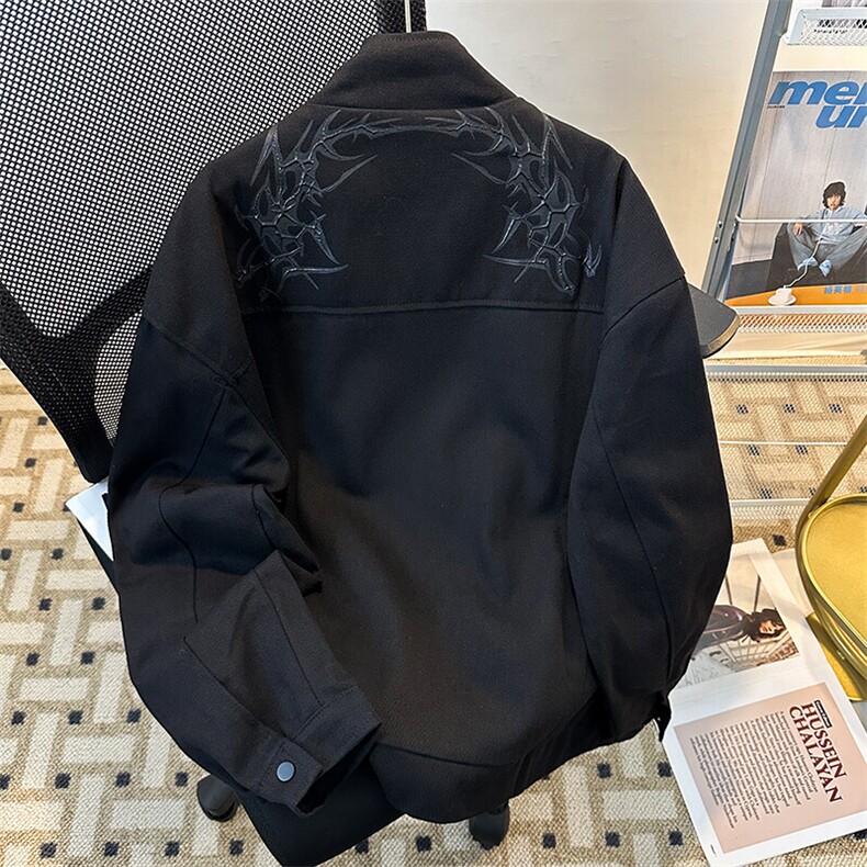 美式机车棒球服外套男秋季新款工装休闲宽松情侣夹克JK08548-P90图片