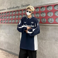 日系简约时尚ins潮百搭新款潮流圆领流行套头棒球领卫衣，男装卫衣，星座716-2