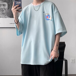 HT73262-P22 华夫格t恤男短袖男大码五分袖 大皂风图片