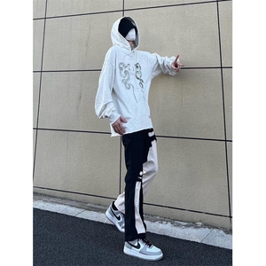 KN7026HH-特P47 美式高街vibe撞色拼接牛仔裤男女小众设计感图片