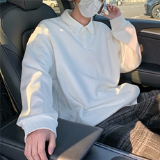 2026春秋翻领亨利领提花POLO衫痞帅卫衣外套W56682/特P25白，男装Polo衫，电商A094