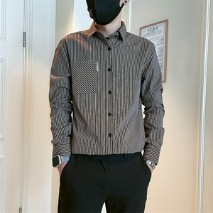 条纹衬衫男长袖潮牌修身痞帅衬衣新款男士休闲春秋上衣 CA699图片