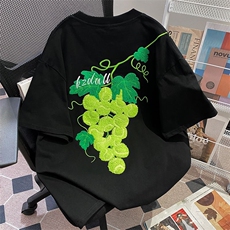 重磅美式植绒纯棉短袖绣花t恤男夏季新款万针刺绣上衣Q2684-特P40，男装T恤，星座610B-1