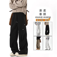 高街工装伞兵裤阔腿宽松休闲工装裤男女同款休闲裤J35-310B-1-P47，男装休闲裤，星座310B-1