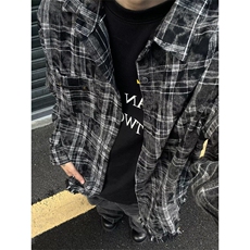 日系秋季潮美式复古格子磨毛长袖衬衫标准文艺常规碎花CS336，男装衬衫，星座1116A（原606A-3）