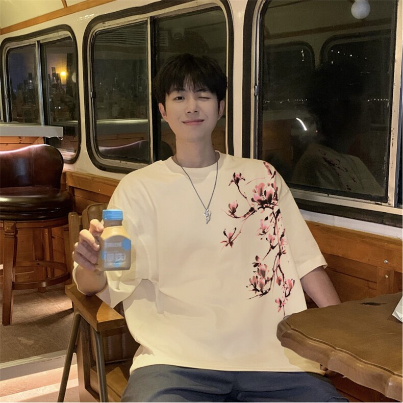 抖音品质直播得物风新中式印花短袖T恤dcm296-特批20控38图片