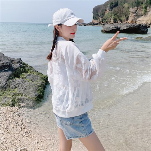 2021夏季新款时尚气质休闲清爽透气舒适提花防晒衣，女装防晒衣，帛香坊