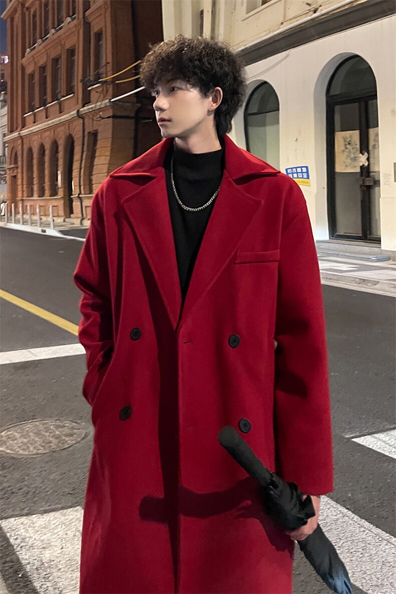 外景秋冬宽松毛呢大衣男潮个性小众风衣外套MN99995/P100加棉P110,男装风衣,电商B316