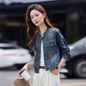 牛仔外套女短款2025年春秋新款妈妈时尚设计感宽松休闲复古夹克图片