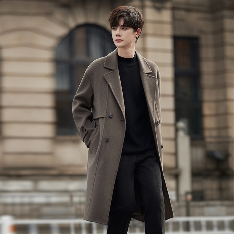 2025新款双面尼中长版英伦风秋冬季高级感宽松男士外套S9348P355，女装短外套，电商A355（原A415）