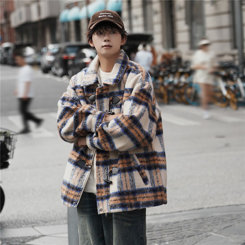 M869格子毛呢大衣秋冬加棉加厚小香风高级感英伦风夹克外套TP100，男装夹克，电商A170