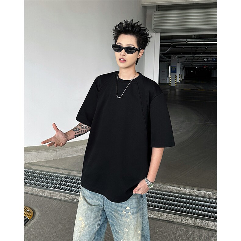8XL-M 美式高街高克重短袖T恤男宽松短款BOXY正肩上衣半袖DX334图片