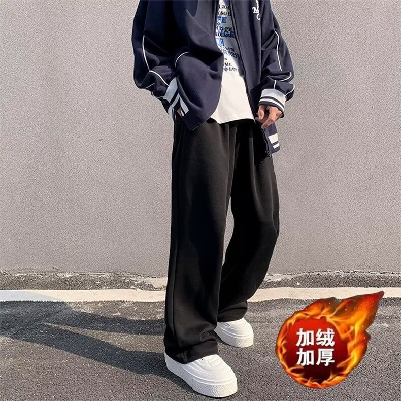 美式白灰色微喇镰刀卫裤男弯刀休闲长裤宽松情侣运动裤男女,男装休闲裤,星座506A