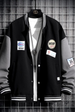 夹克男日系挂拍宽松大码棒球服贴标上衣外套DSA157B-J8080-P75，男装夹克，电商A157-1