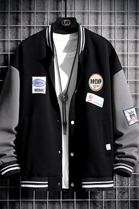 夹克男日系挂拍宽松大码棒球服贴标上衣外套DSA157B-J8080-P75图片