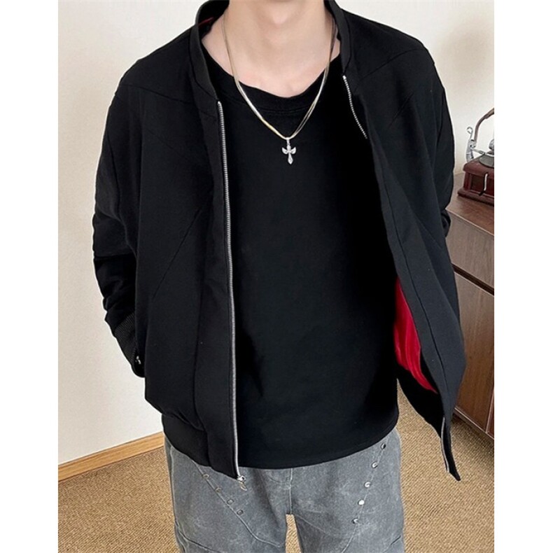 短款哈灵顿夹克男秋季倒三角立体剪裁牛仔衣红内工装外套J02,男装工装外套,星座1116A（原606A-3）