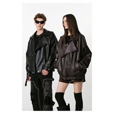 高级感加绒皮衣外套痞帅街头机车服韩PU皮夹克衫Y1027-P108网图，女装皮衣，电商B245