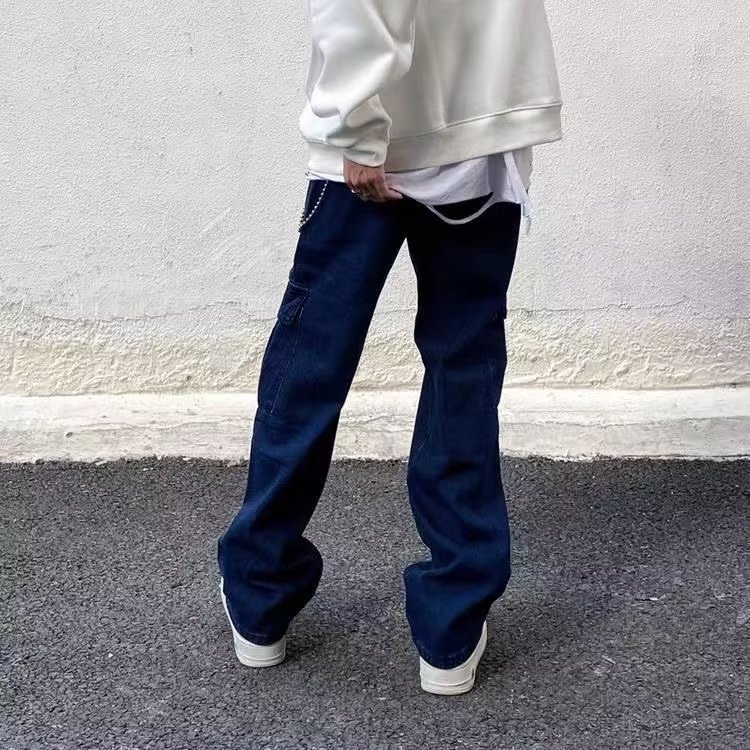 美式复古立体贴袋机能工装牛仔裤男早秋高街直筒长裤NK0018P52,男装牛仔裤,星座1116-2