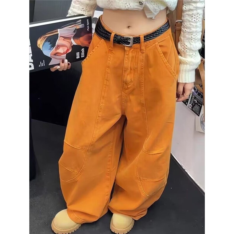港风秋冬款男女牛仔裤弯刀阔腿宽松直筒休闲长裤NK0015P65,男装牛仔裤,星座1013-1