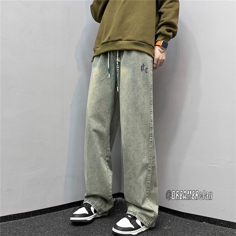 k1036-p48-控78M-5xl港风高阶黄泥黑暗宽松大码牛仔裤,男装牛仔裤,星座116