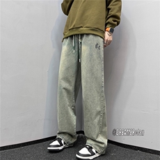k1036-p48-控78M-5xl港风高阶黄泥黑暗宽松大码牛仔裤，男装牛仔裤，星座116